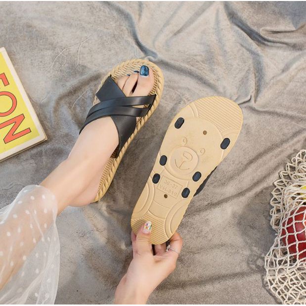 Dép nữ quai chéo đế cói chống trượt DN04
