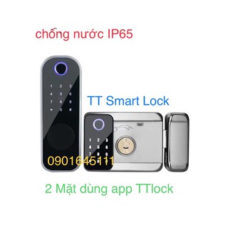 Khoá cổng vân tay mật khẩu 2 mặt App ttlock