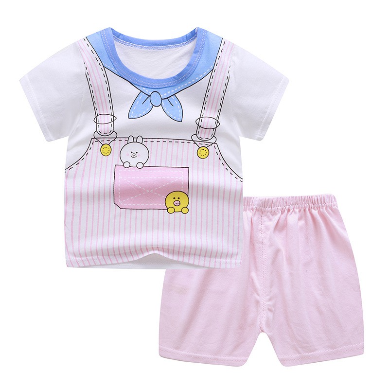 Bộ cộc tay bé gái chất cotton, đồ bộ cho bé gái phong cách hàn quốc hàng xuất khẩu