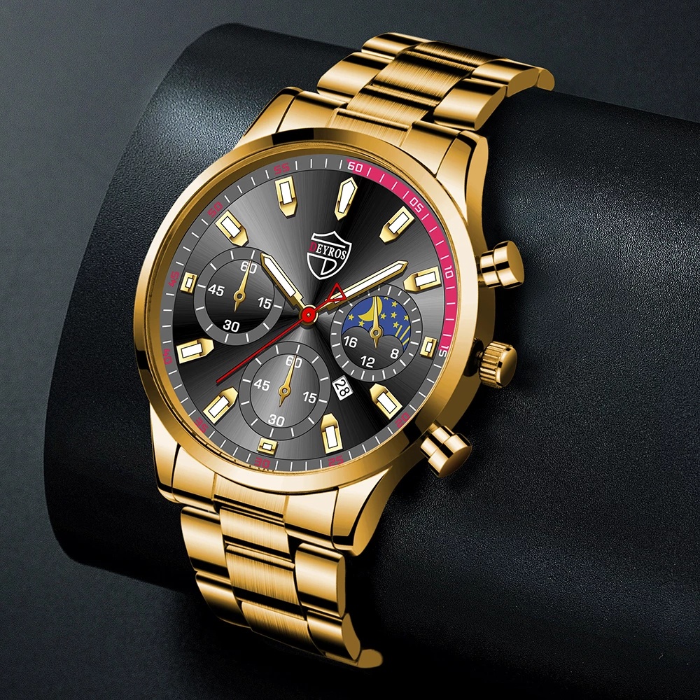 Đồng Hồ Nam Dây Da Phối Thép Không Gỉ Thời Trang