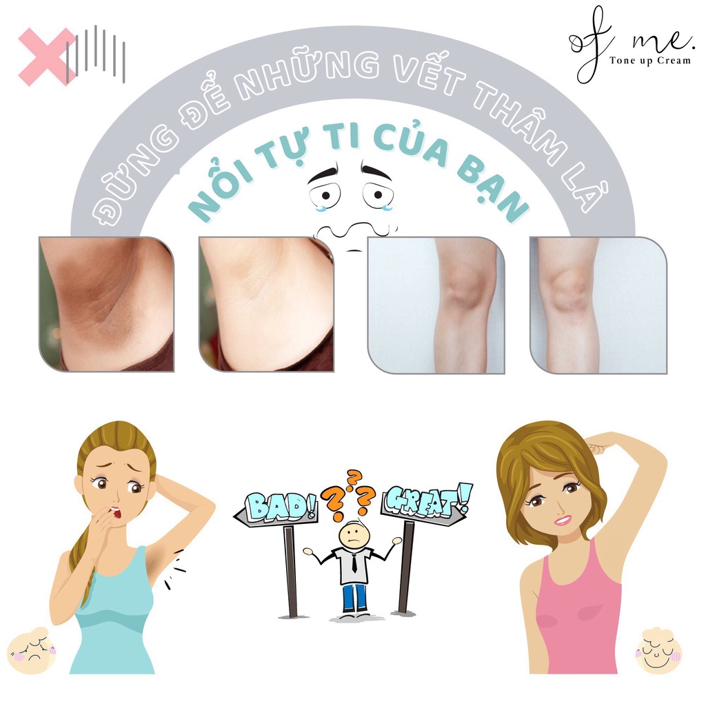 Kem Giảm Thâm, Dưỡng Trắng OF ME - REAL WHITENING TONE UP CREAM - Tuýp 50ml [ Auth - HÀN QUỐC ]