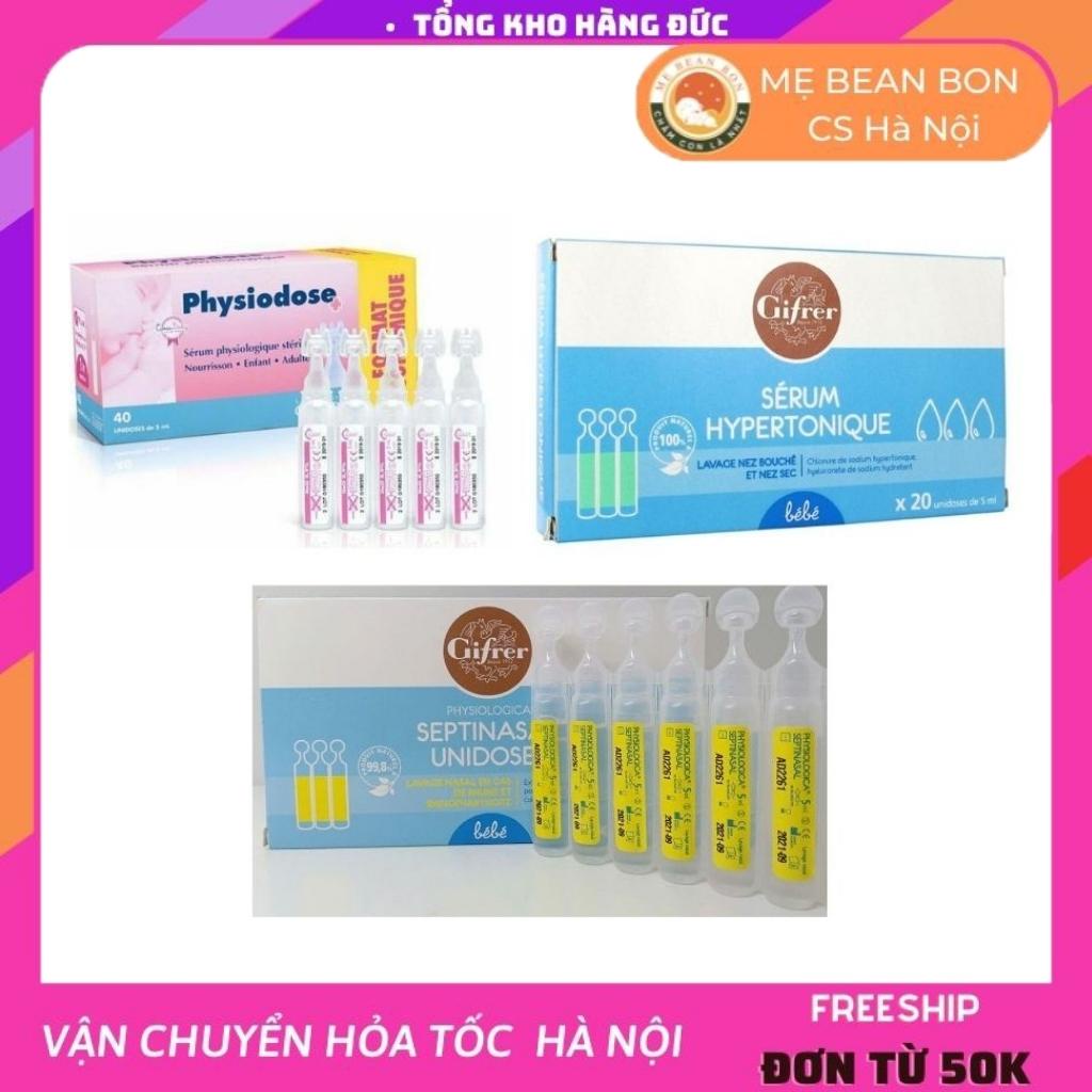 Nước muối nhỏ mũi GIFRER Pháp hộp 20 ống giúp bé giảm tắc nghẽn mũi sổ mũi an toàn cho bé từ sơ sinh
