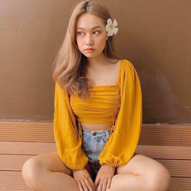 Áo crop rút dây