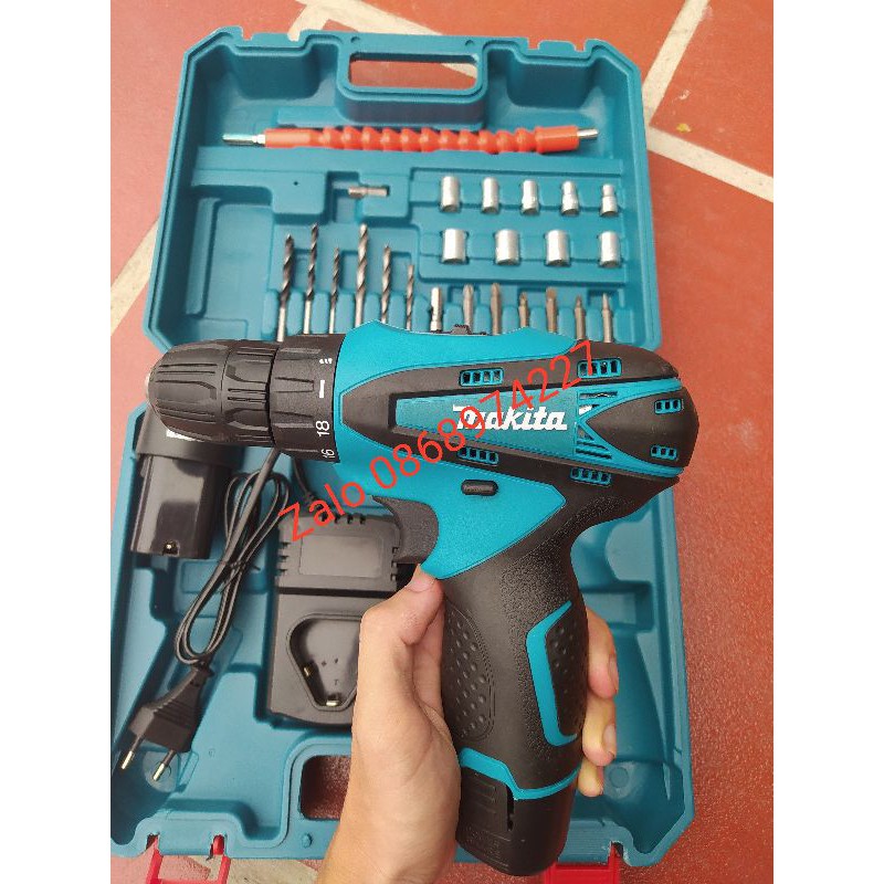 FREE SHIP Máy khoan pin, máy bắn vít Makita 12V, 2 pin, full phụ kiện, được kiểm tra hàng