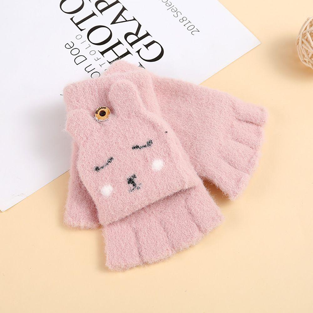 Găng Tay Hở Ngón Họa Tiết Thỏ Hoạt Hình Phong Cách Hàn Quốc Thời Trang Thu Đông Cho Nam