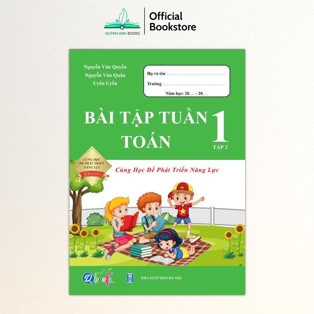 Sách - Combo bài tập tuần và đề kiểm tra toán lớp 1 học kỳ 2  - NPH Qbooks