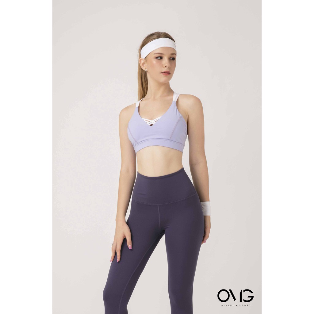 Áo tập Nữ OMG Sport kiểu bra đan dây chéo- màu Tím - BG089_PP