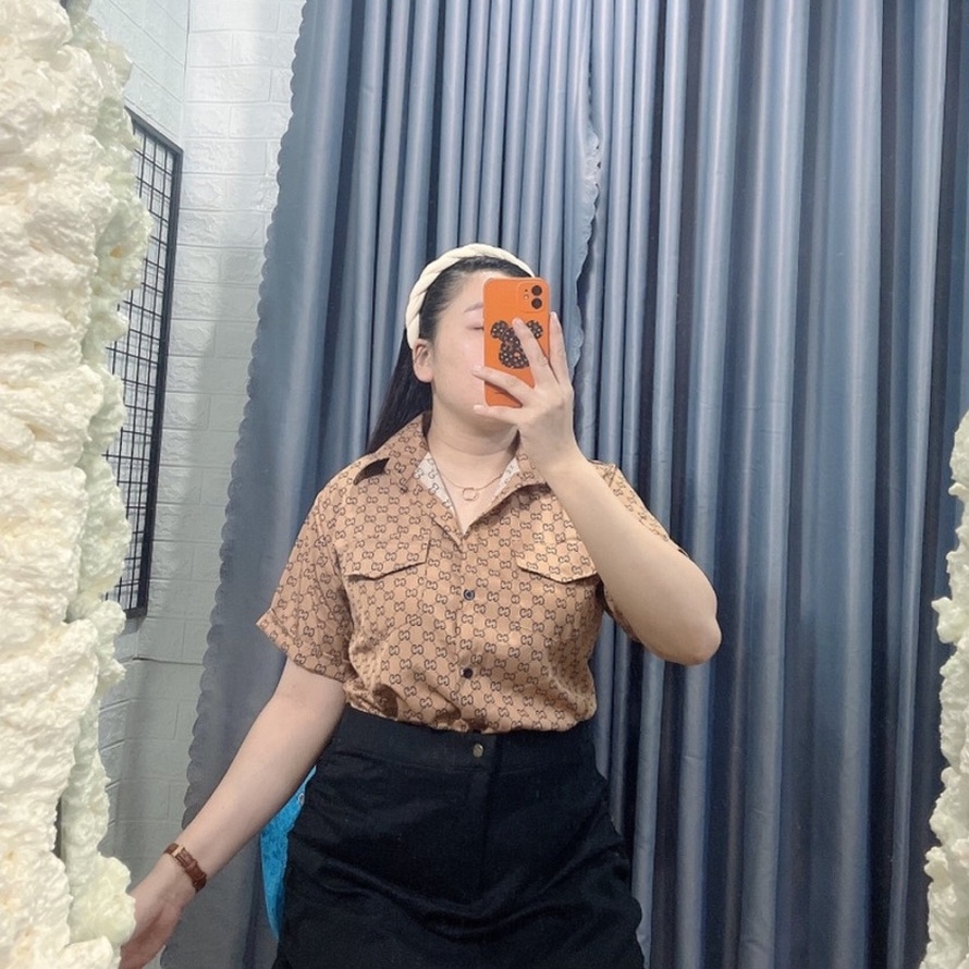 Áo sơ mi bigsize nữ(60kg đến 95kg)sơ mi tay ngắn bigsize phom rộng mập xinh mã sm gg