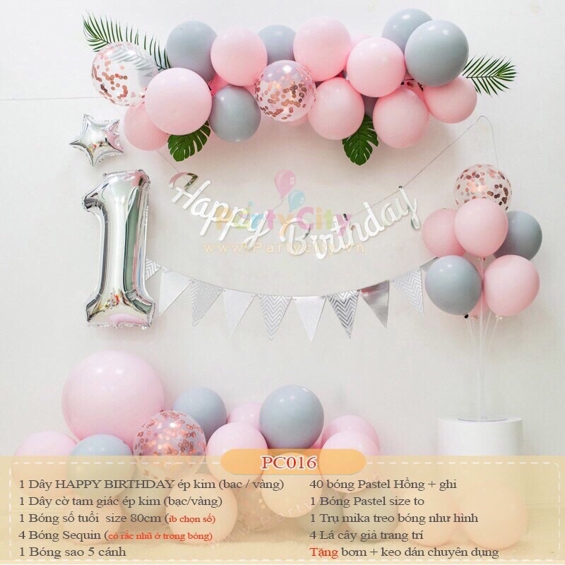 [ Bóng Pastel + tặng lá cây decor] Set trang trí sinh nhật màu pastel nhẹ nhàng tinh tế