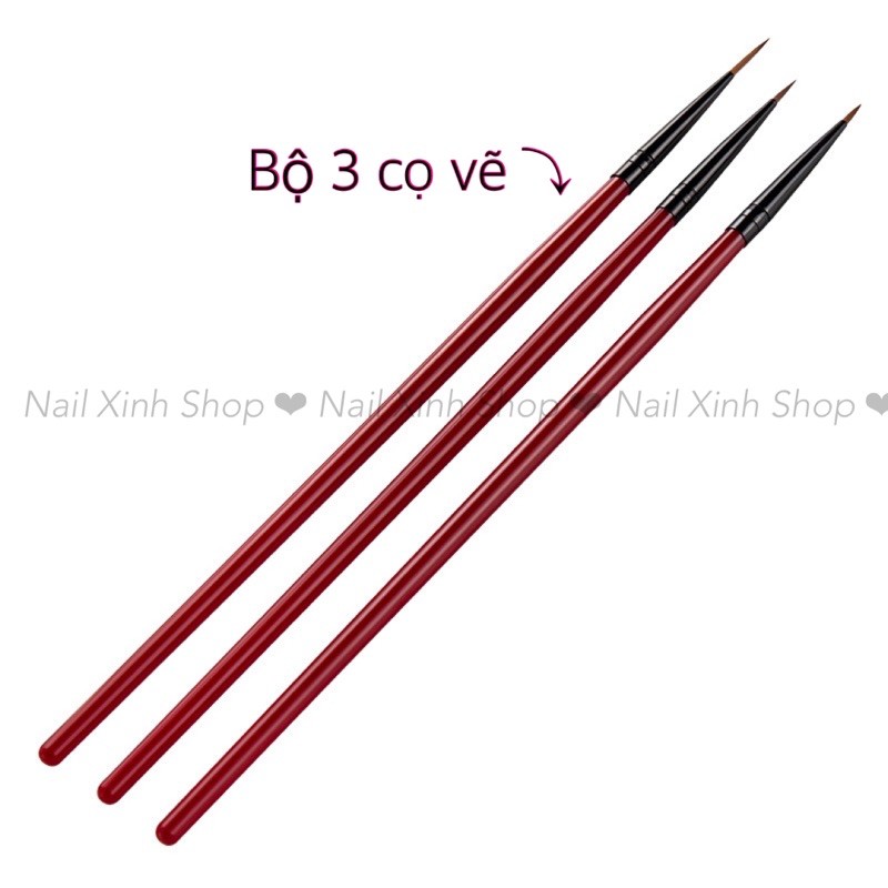 Set 3 cọ vẽ nail cho dân làm móng nghệ thuật