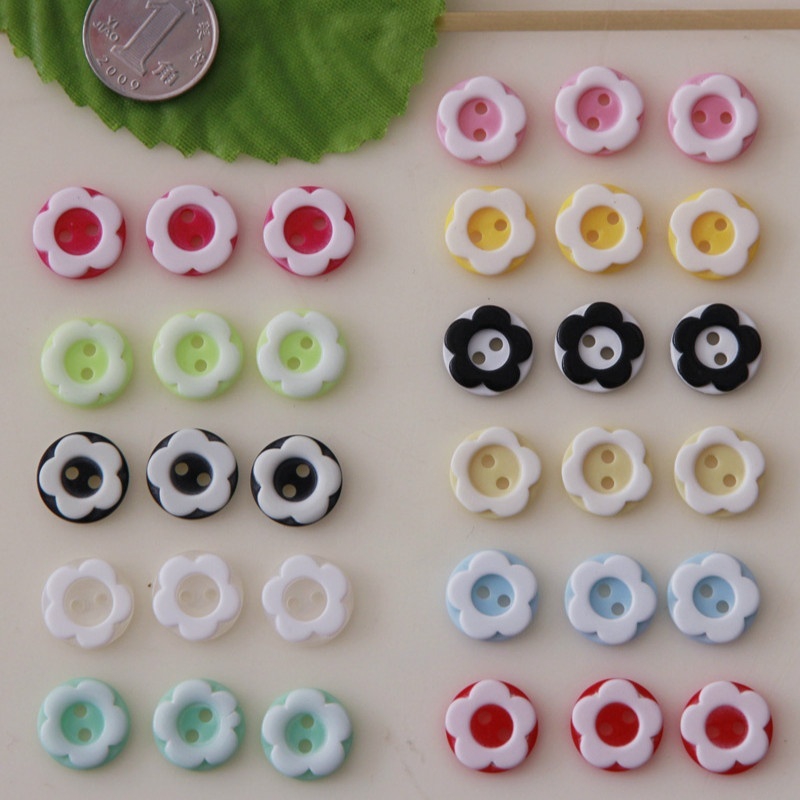 Set 100 nút áo hình hoa mận màu kẹo trang trí quần áo dễ thương xinh xắn