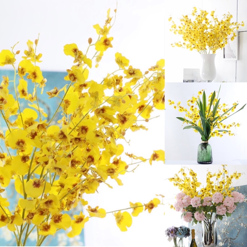 Cành lan vũ nữ 3D y thật cao 88cm trang trí không gian sang trọng tươi sáng, hoa cao cấp