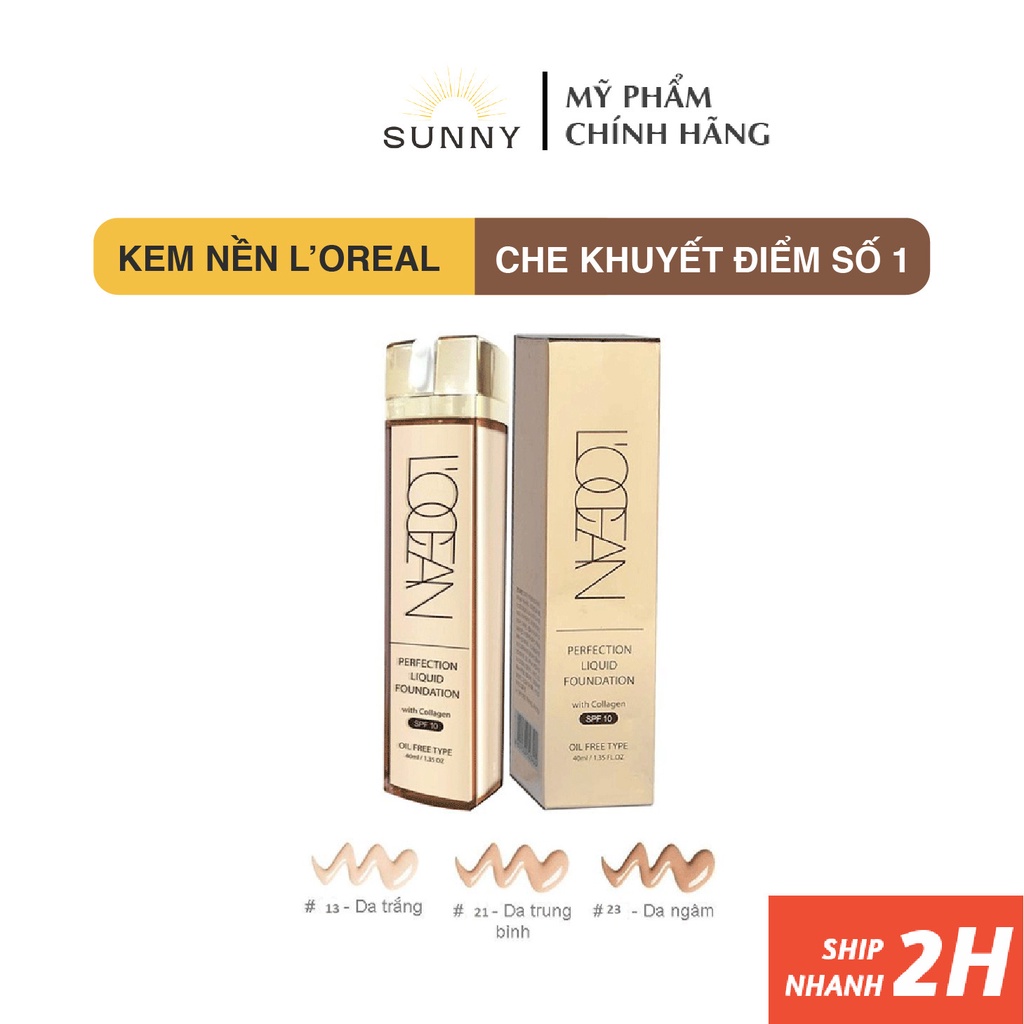 Kem nền dạng nước L'OCEAN có chứa COLLAGEN và chống nắng SPF10PA++