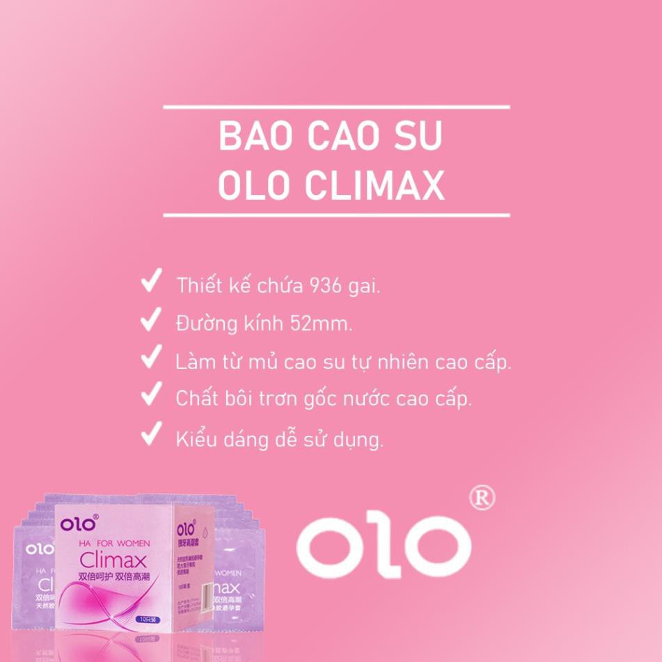 Bao Cao Su Gai Bi OLO Climax 936 Gai Nhiều Gel Bôi Trơn Hộp 3 BCS Gai