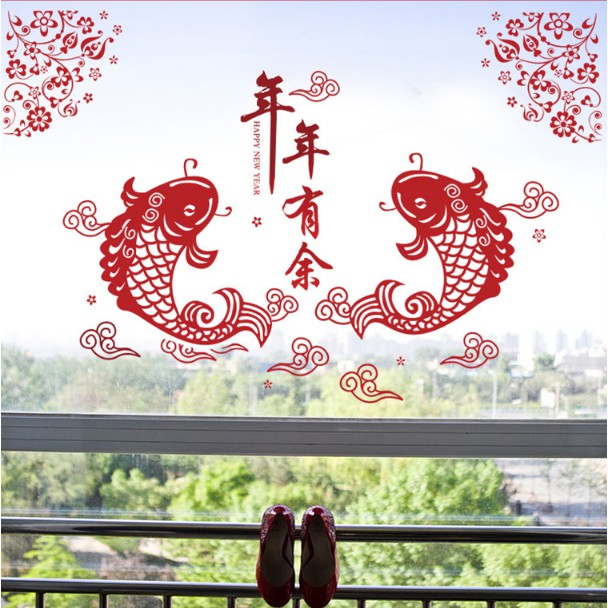Decal trang trí Tết - Cá Chép Đỏ đón xuân