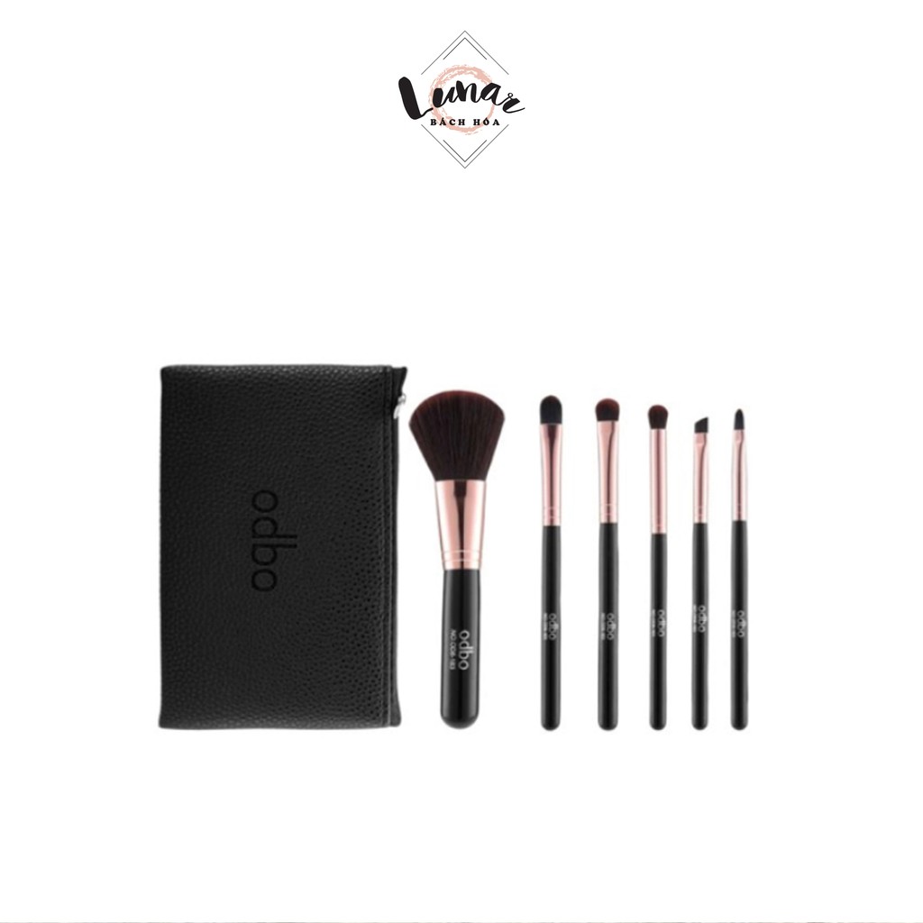 Bộ Cọ Trang Điểm Cá Nhân 6 Cây Kèm Túi Odbo Perfect Brush Beauty Tool Màu Đen