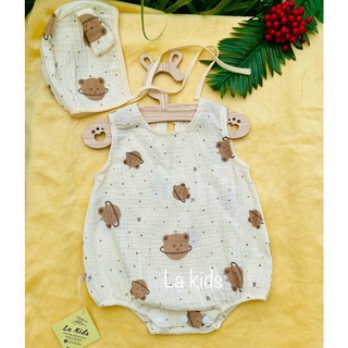 Body xô muslin và nón cho bé