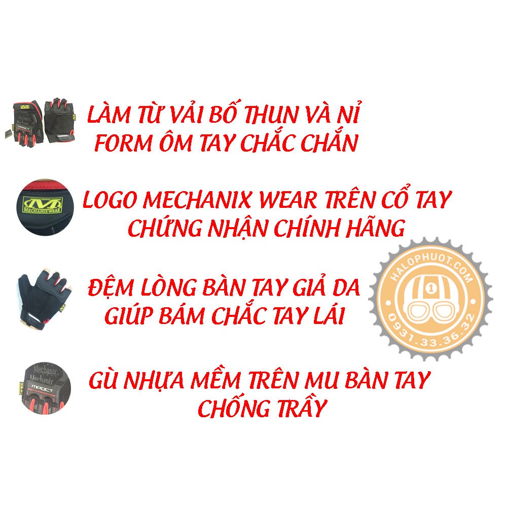 Găng tay cụt ngón Mechanix Mpact (Đệm da lòng bàn tay)