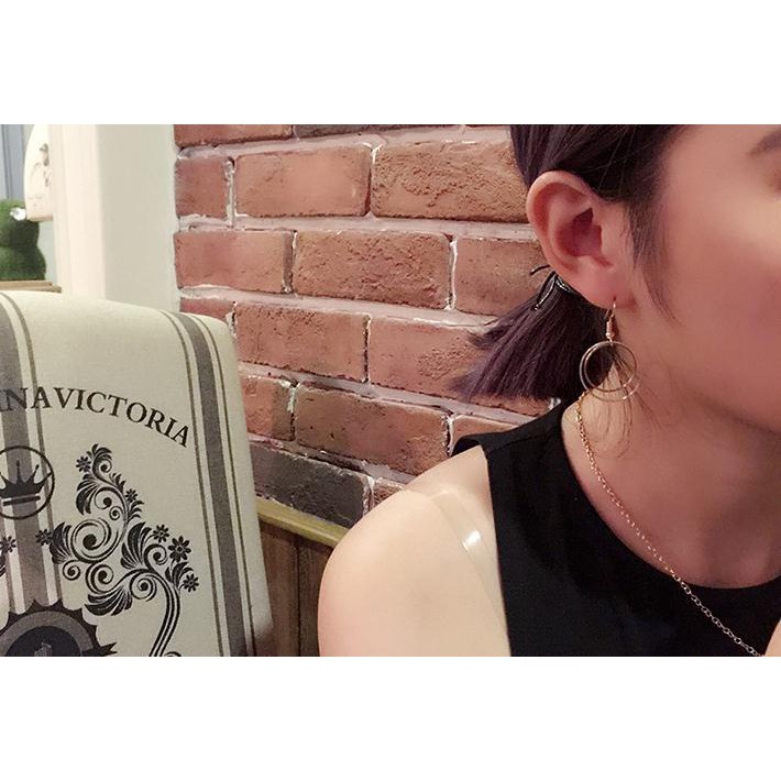 Bông tai vòng tròn đôi đơn giản kiểu châu âu mỹ