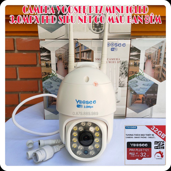 Camera ngoài trời yoosee Ptz 15 đèn quay quét 360 độ, đàm thoại 2 chiều, có màu ban đêm