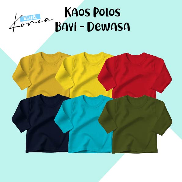 Áo Thun Cotton Tay Dài Màu Sắc Trơn Phong Cách Hàn Quốc Dành Cho Trẻ Em Và Người Lớn