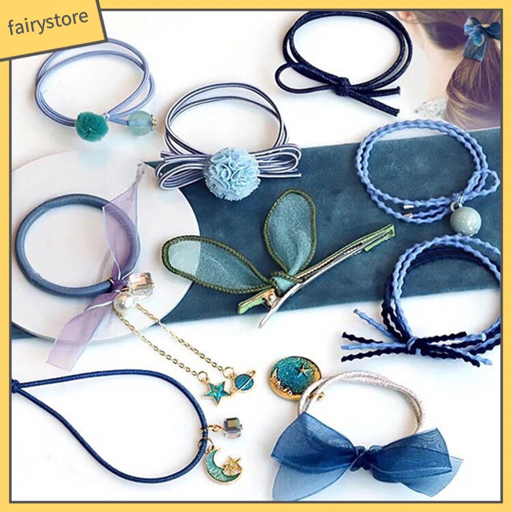 Set 9 Dây Cột Tóc Nhiều Kiểu Xinh Xắn Dễ Thương Cho Nữ