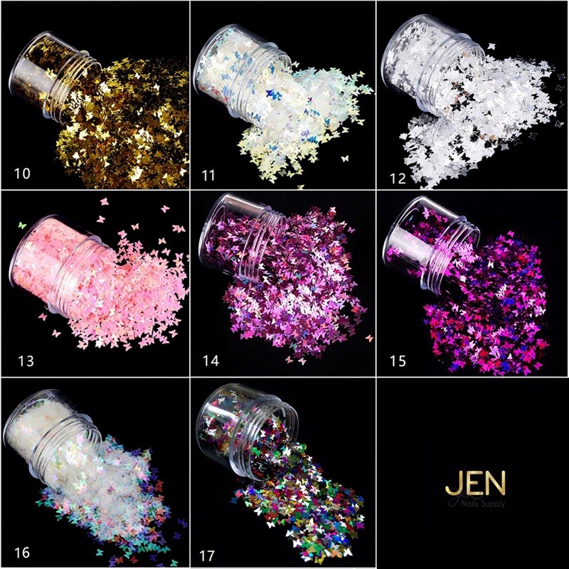 Sequin kim tuyến bướm đắp ẩn 3mm-phụ kiện nail móng