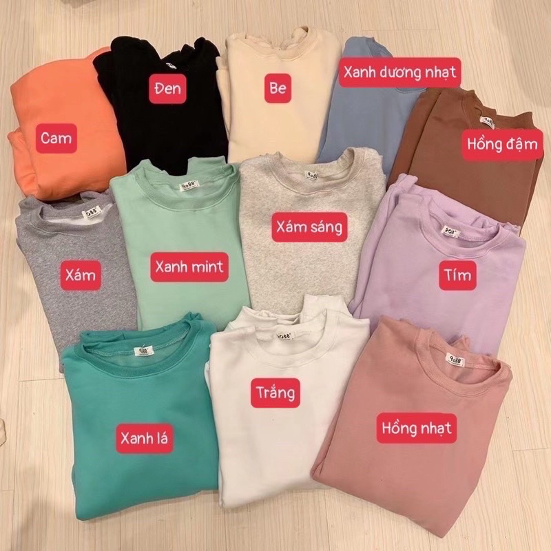 Áo sweater nỉ bông trơn-hang qchau loại 1