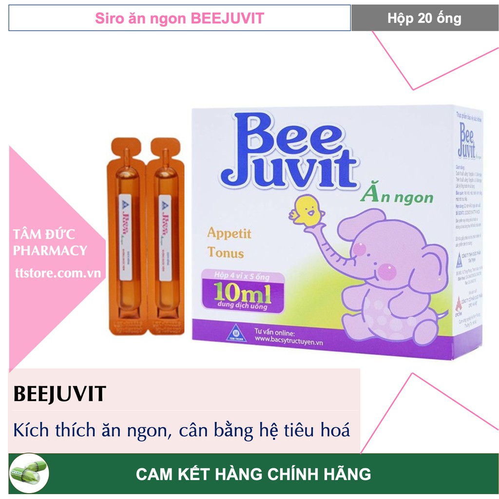 Beejuvit Ăn Ngon [Hộp 20 ống] - Siro Kích thích ăn ngon, hỗ trợ tiêu hoá [Bee juvit]