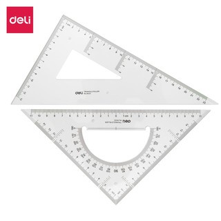 Bộ 2 Thước Eke Đo Độ 2in1 18cm - Thước Ke Góc Đo Độ 2in1 18cm DELI Chính Hãng 6420