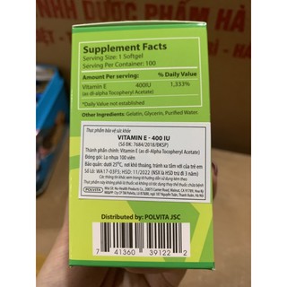 [HÀNG CHÍNH HÃNG] Vitamin E - 400IU