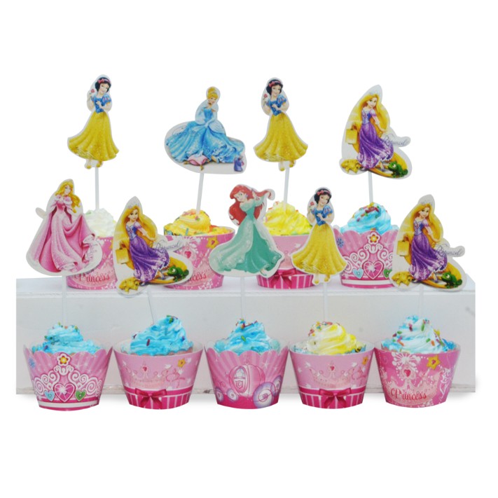 12 NHÃN QUẤN BÁNH CUPCAKE + 12 TEM CẮM BÁNH CUPCAKE (09 CHỦ ĐỀ) trang trí sinh nhật