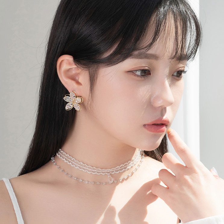 Ahellogirl Hoa Tai Hình Hoa Đính Đá Sang Trọng Thời Trang Cho Nữ