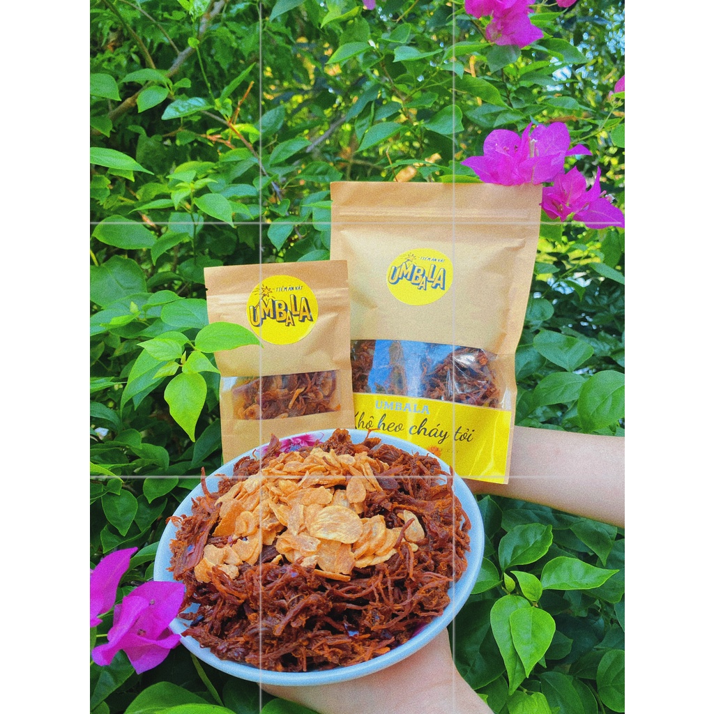 [BEST SELLER]  100g Khô heo cháy tỏi dạng túi zip ngon nhức nách ăn vặt Umbala | BigBuy360 - bigbuy360.vn