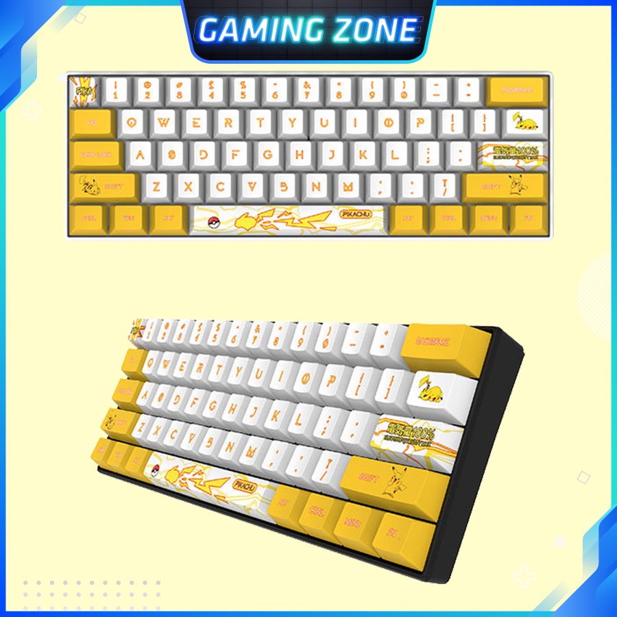 Keycap bàn phím cơ Pikachu Vàng nhựa PBT 110 phím siêu đẹp