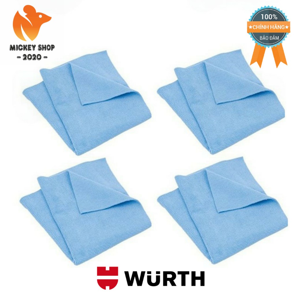 [ CHUYÊN DÙNG ] Bộ 4 Khăn Lau Chống Trầy Xước WURTH Micro-Fiber Cloth 40x40cm 0899900117