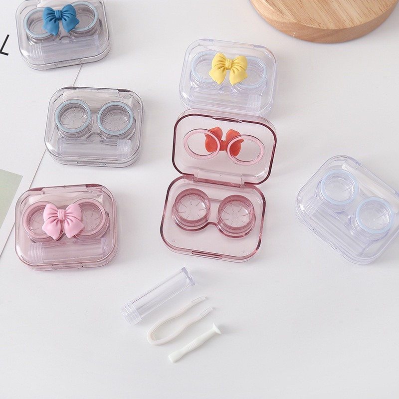 Hộp Đựng Lens Trong Suốt Chống Rò Rỉ Nước Kèm Dụng Cụ Đeo