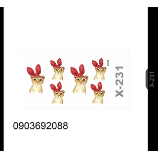 Hình xăm dán tạm thời, sticker tattoo mèo méo meo 10.5 x 6cm, Hình xăm dán HCM