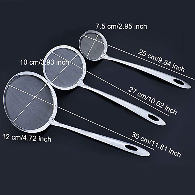 Rây Lọc Bằng Thép Không Gỉ Tay Cầm Dài / Lưới Vớt Súp / Vá Lọc Dầu Cho Nhà Bếp