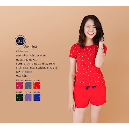 Bộ mặc nhà tay ngắn quần ngắn Gia Hồi GH34645