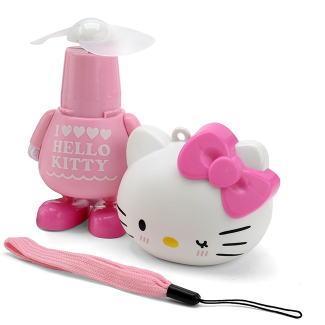 Quạt Cầm Tay Hello - Kitty, Quạt 3 Cánh Hello - Kitty Dùng Pin Sạc Cực Mát, Quạt Tích Điện, Quạt Mini Cầm Tay