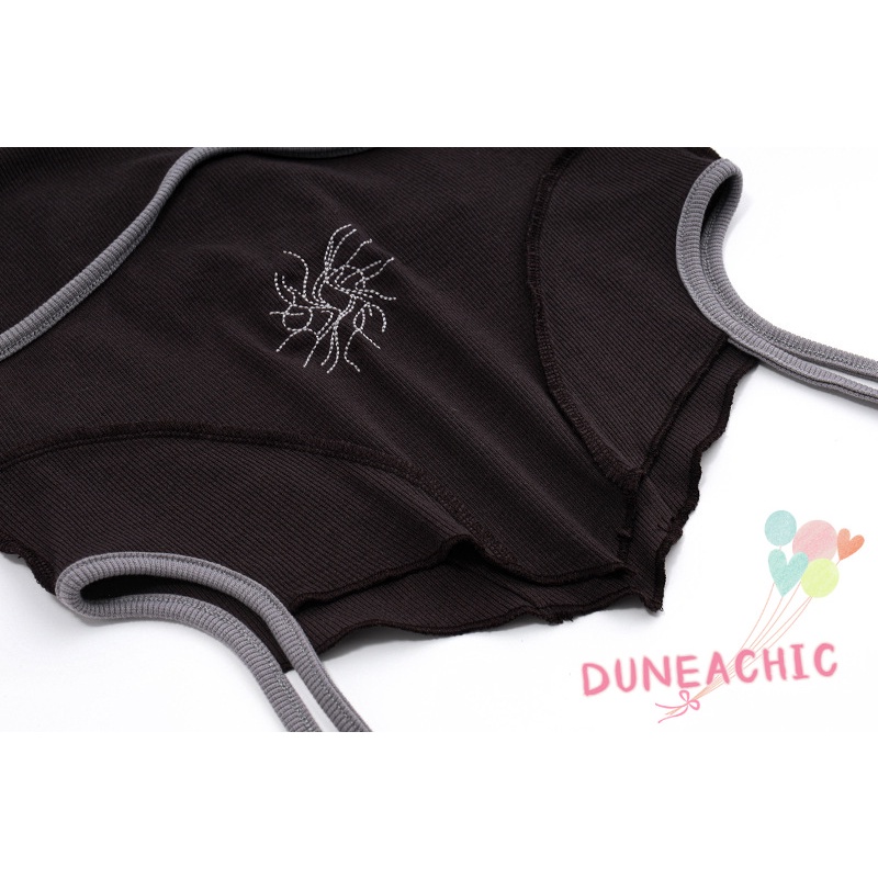 DUNEA Áo Hai Dây In Họa Tiết Xinh Xắn Dành Cho Nữ