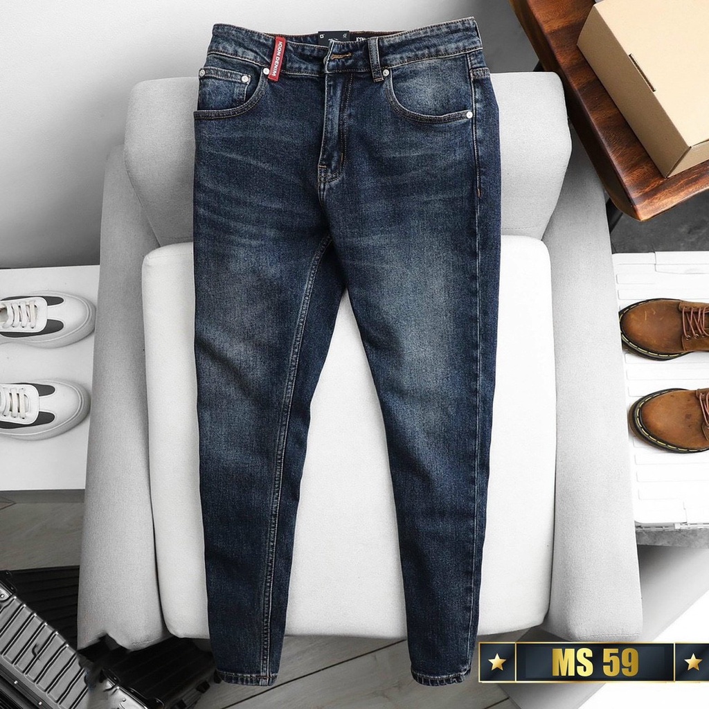 Quần jean nam co giãn 4 chiều, quần bò trơn dáng ôm chất vải cao cấp CAROLLSTORE MS59