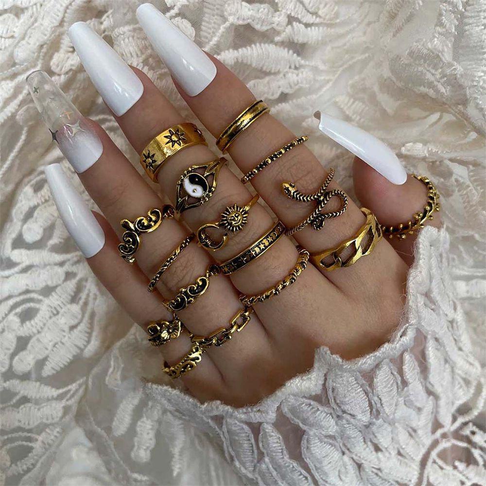 Set 16 Nhẫn Đeo Tay Phong Cách Gothic Thời Trang
