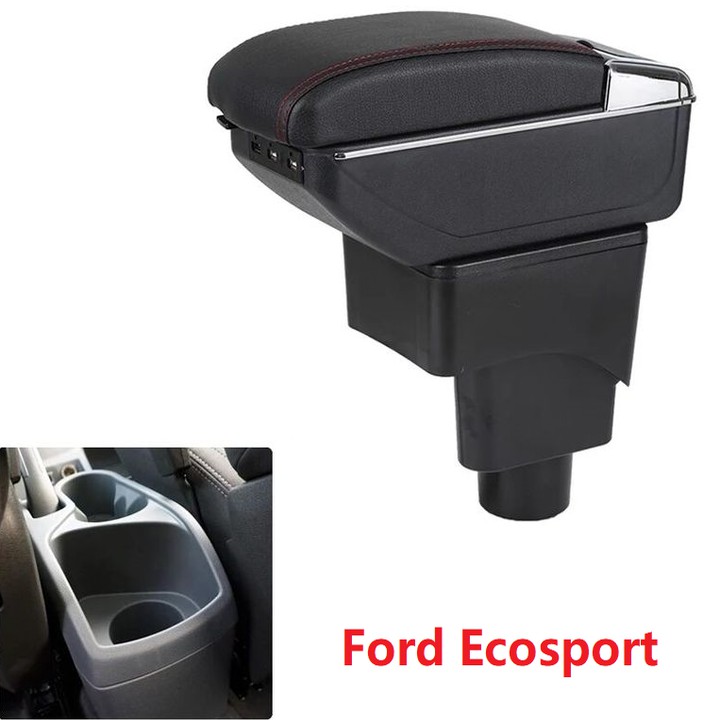 Hộp tỳ tay xe hơi cao cấp Ford Ecosport tích hợp 7 cổng USB DUSB-FECSP - 2 màu: Đen và Be