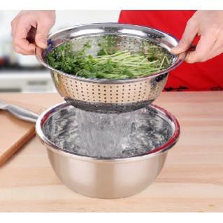 Bộ 5 Thau Rổ Inox Rửa Rau Củ Quả, Thau Trộn Salad Dày Dặn Siêu Tiện Dụng Cho Nhà Bếp - BX