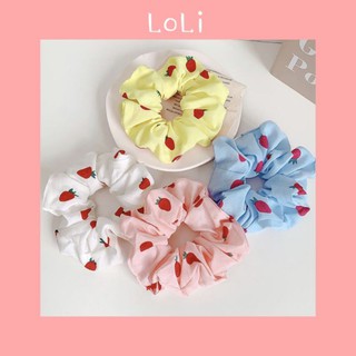 Dây cột tóc scrunchies trái dâu dễ thương🍓