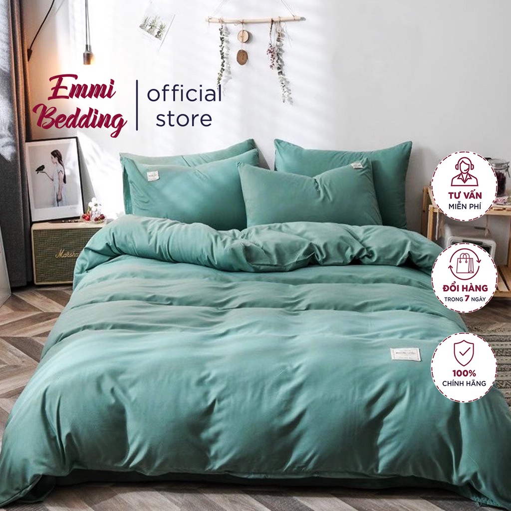 Bộ Chăn Ga Gối Cotton TC Emmibedding store cao cấp - Xan ngọc full giá tốt