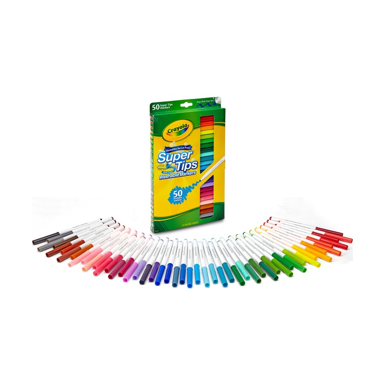 Combo Bộ 50 bút lông Crayola Supertips &amp; Bộ 48 bút sáp màu, Tẩy rửa vượt trội