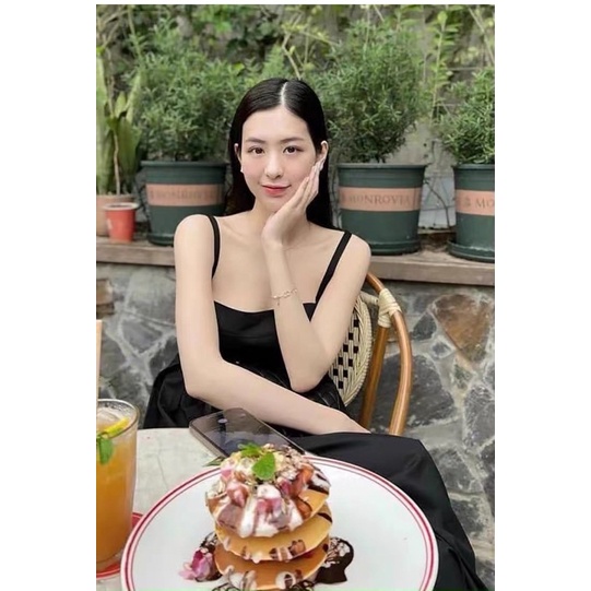 Váy đầm hai dây maxi dáng xoè